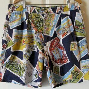 Polo By Ralph Lauren Vtg 1990s Mens Shorts Sz 34 Vacation Postcards Made In USA